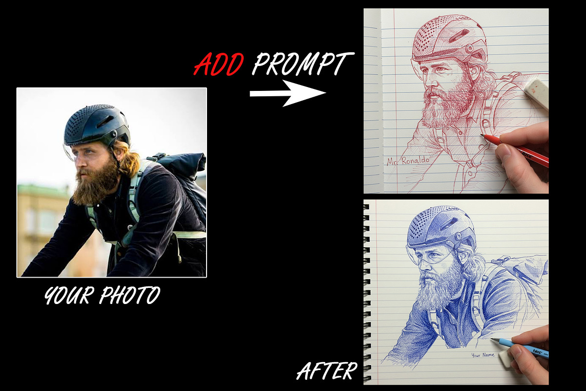 AI Ink Drawing Prompts–Bic PenSketch, an Illustration by 3d_model_tifotizi (Photo 4 of 5)