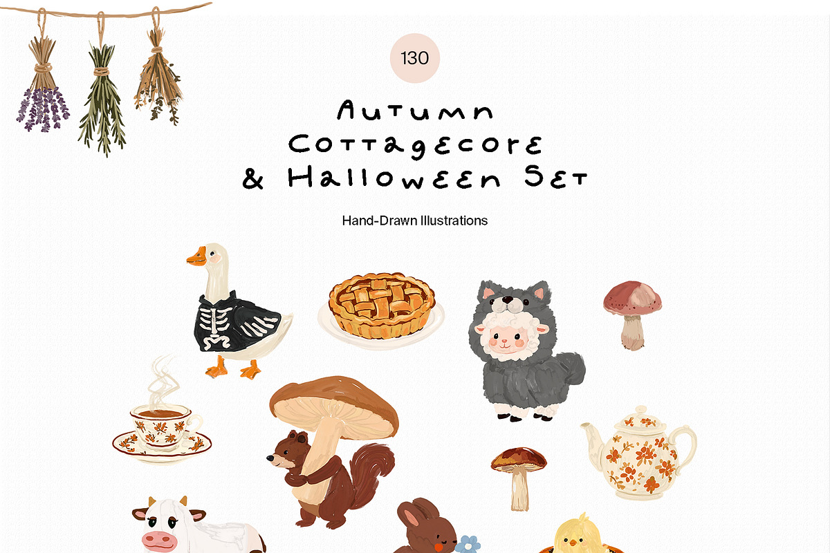 Autumn Cottagecore & Halloween Set, a Seasonal Illustration by divanovskaya_nv (Photo 6 of 18)