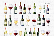 Wine Bottles & Glasses — Watercolor, a Decorative Illustration by ThaismotaCreativeCo (Thumbnail 3 of 7)
