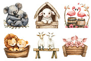 Cute Noah's Ark Watercolor Clip Art, an Illustration by Designworld (Thumbnail 2 of 9)