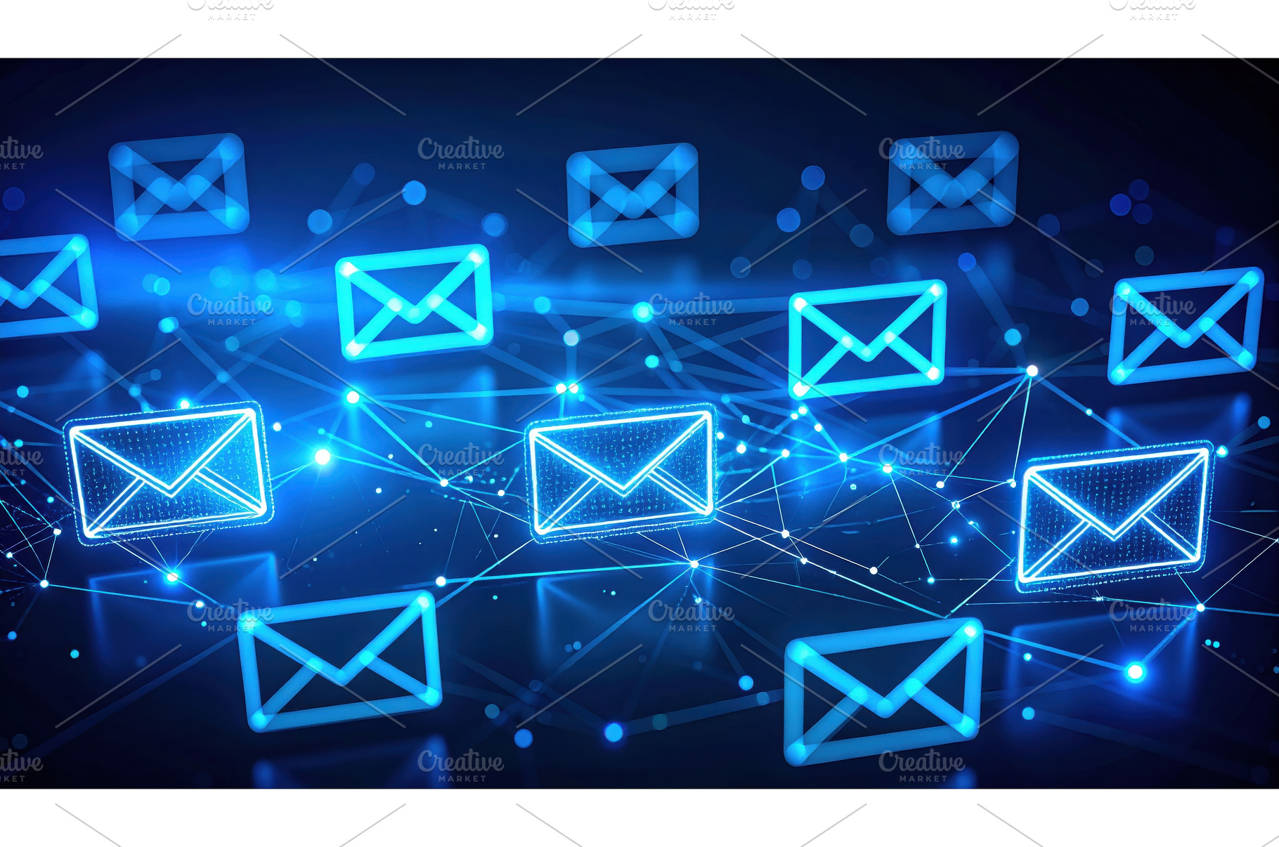 Futuristic digital envelopes fly, a Technology Photo by Igor Tichonow