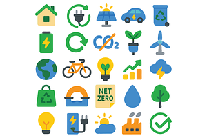 Eco Energy Flat Icon Set, an Object Graphic by RT Studio