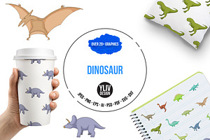 Dinosaurs Icons Set, Cartoon Style