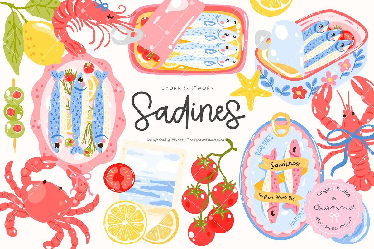 Fisherman Aesthetic Sardines Clipart, an Animal Illustration by Chonnieartwork (Photo 1 of 4)