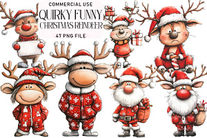 Quirky Funny Christmas Reindeer Clip, an Illustration by Daily.Designs