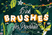15 Ink Brushes for Procreate., a Brush Add-On by Wewhitelist (Thumbnail 1 of 5)
