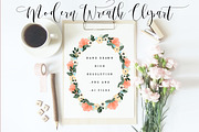 Modern hand drawn floral wreath, an Illustration by Printable Wisdom (Thumbnail 1 of 4)
