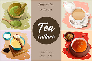 Tea culture vector illustrations.