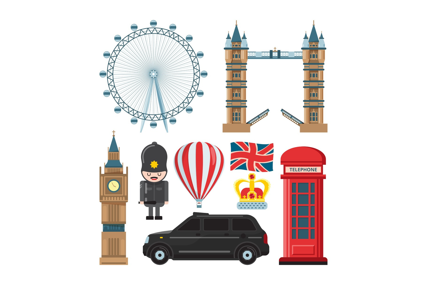 Vector collection set of london landmarks, a Background Graphic by Onyx