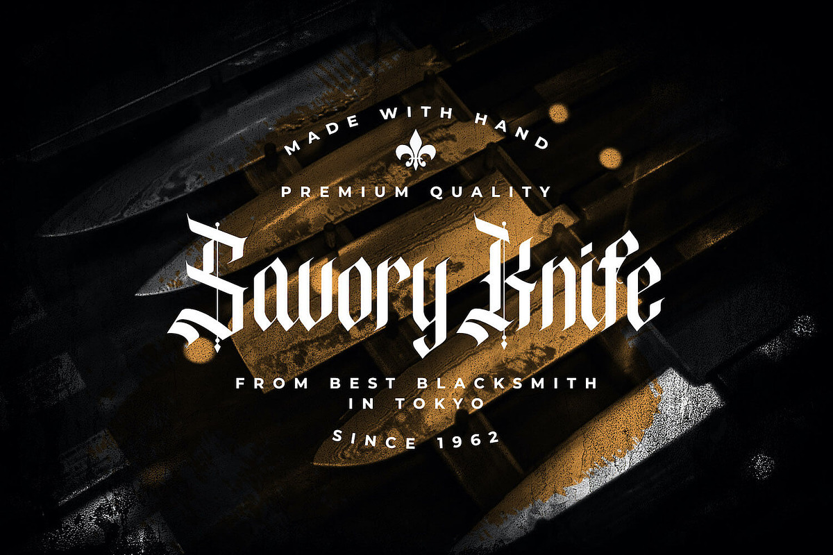 Denibas Sunset - Blackletter Font, a Blackletter Font by StringLabs (Photo 4 of 11)