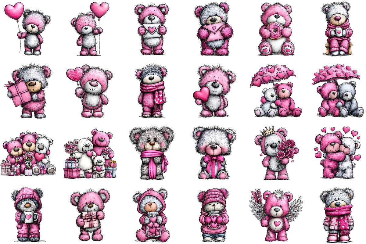 Valentine’s  Teddy Bear Coquette Cli, an Illustration by DreamCafeArt (Photo 2 of 6)