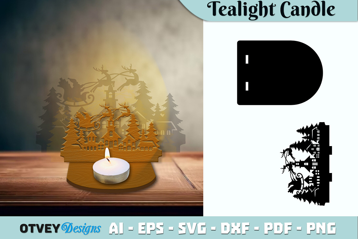 Christmas Scene Tealight Candle, a Decorative Illustration by OTVEY DESIGN (Photo 9 of 13)