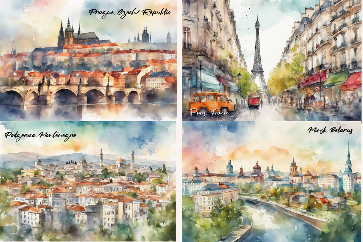 European Capital Cities Watercolors, a Background Graphic by PrintHaven Designs (Photo 6 of 10)