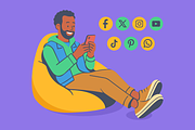Man Using Social Media Smartphone, a Technology Illustration by Mangustudio (Thumbnail 1 of 3)
