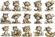 Whimsical Summer Cat Clipart Bundle, an Illustration by OK Design (Thumbnail 3 of 6)