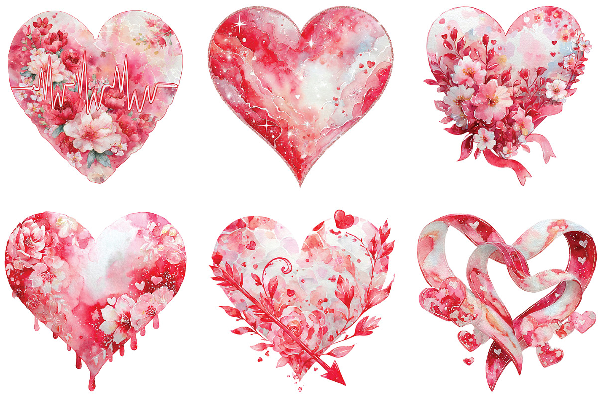 Valentine's Day Heart Clipart, an Illustration by CraftArtStudio (Photo 3 of 6)