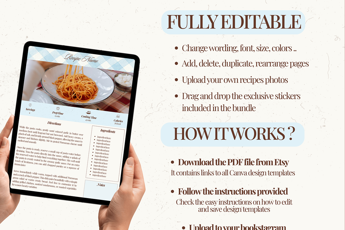 Printable family cookbook template, a Social Media Template by PixelBloomClub (Photo 3 of 8)