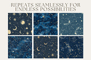8 Celestial Seamless Patterns, a Pattern Graphic by Inknfolly (Thumbnail 2 of 3)