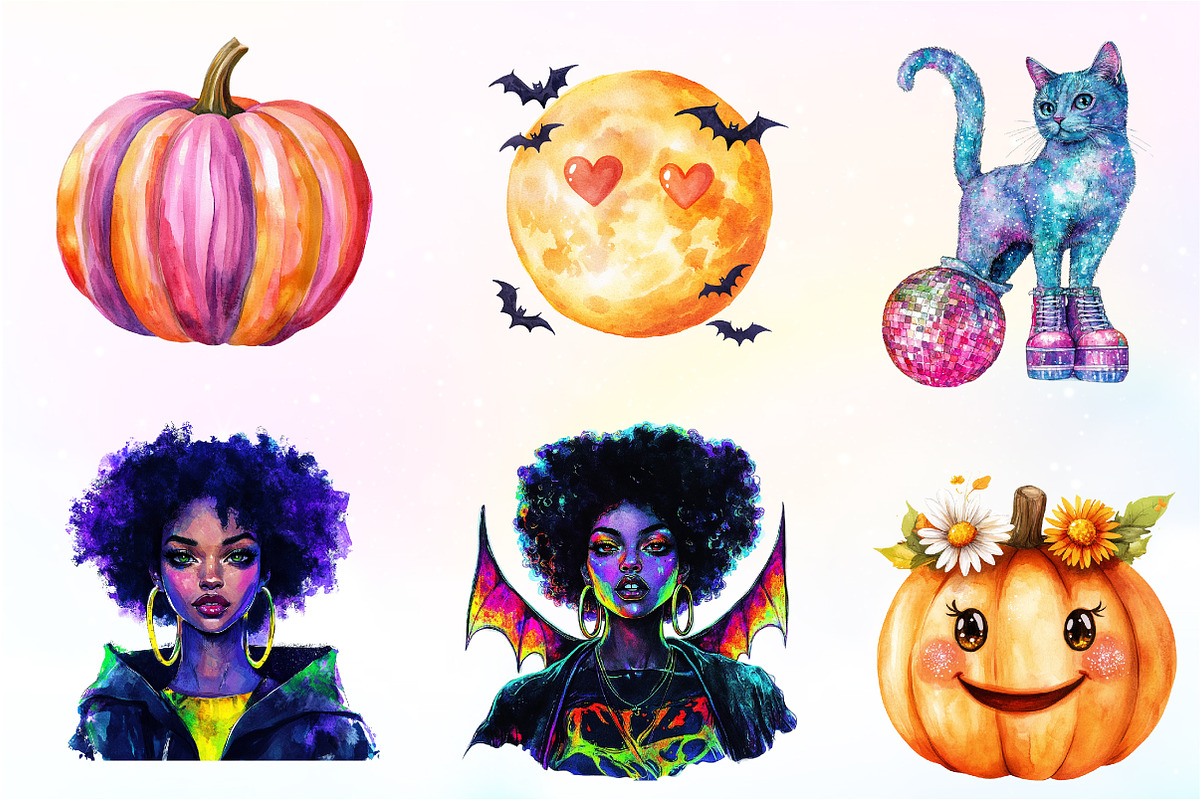 Groovy Halloween Clipart, an Illustration by CreationArt (Photo 2 of 9)