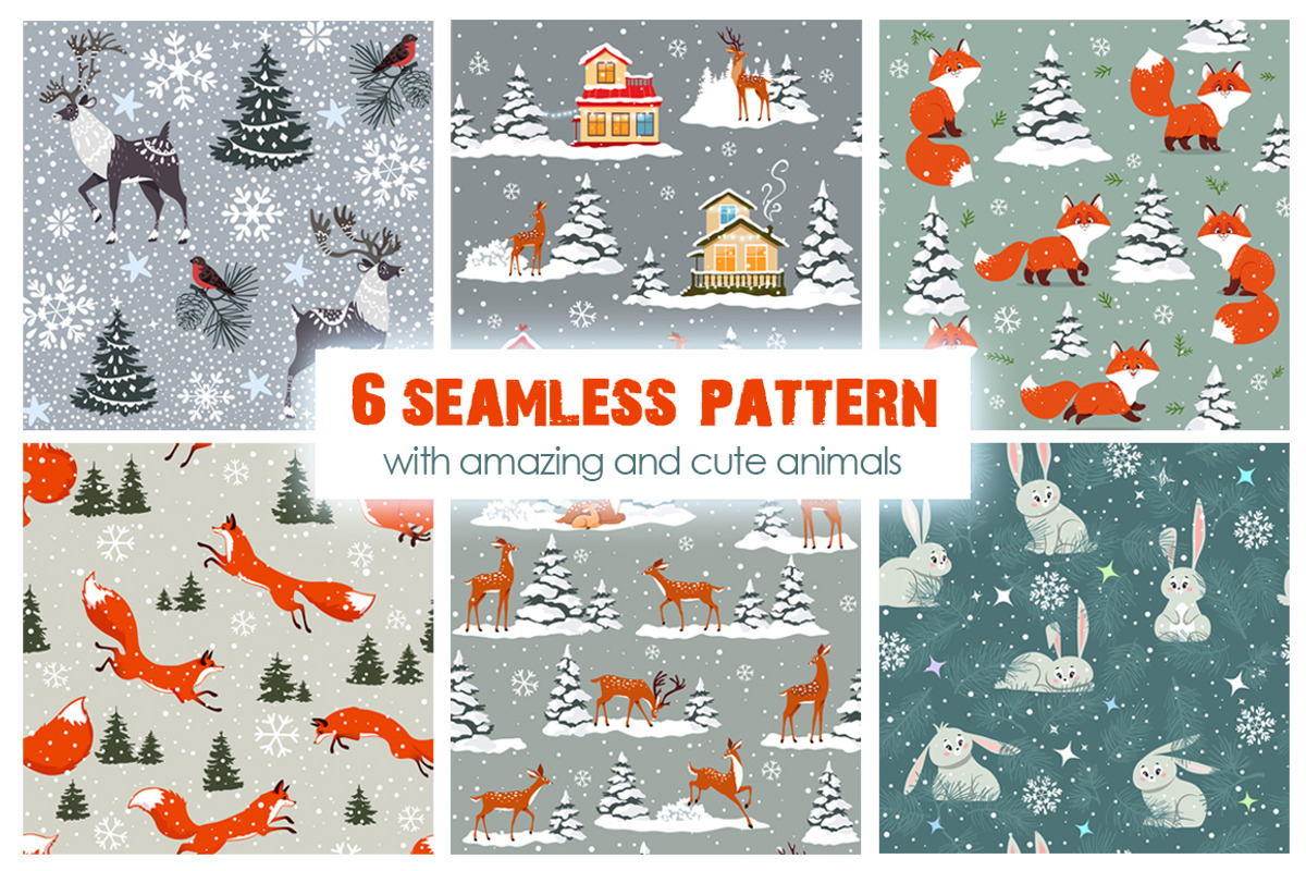 Winter seamless pattern, an Animal Illustration by JulianArt (Photo 1 of 7)