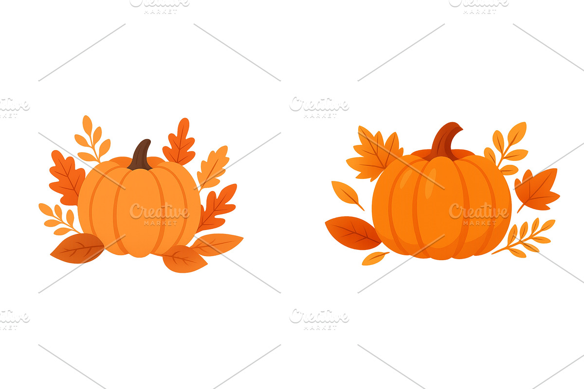 Decorative pumpkins with autumn, an Illustration by ZinetroN