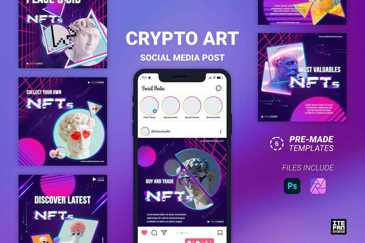Crypto Art Social Media Post, a Social Media Template by itefan Studio (Photo 1 of 4)