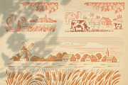 Vintage village. Vector set., an Animal Illustration by bioraven (Thumbnail 8 of 13)