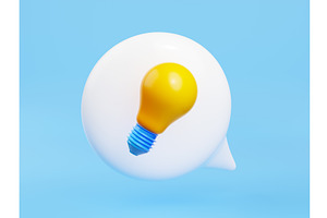 3d Render Light Bulb In Speech