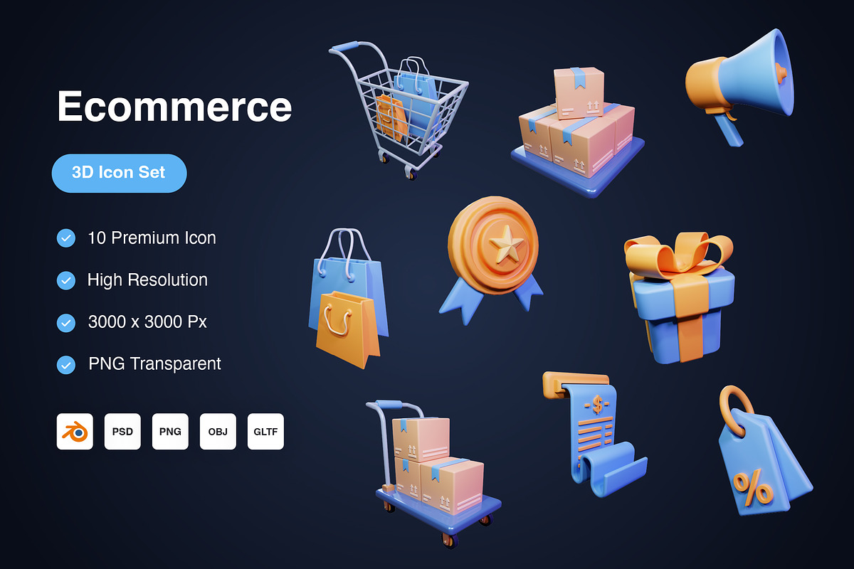Ecommerce 3D Icons Set, an Object 3D Model by Kmg Design (Photo 1 of 2)