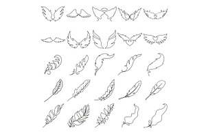 Set Of Mini Tattoos, Single-line.