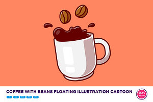 Coffee With Beans Floating Cartoon