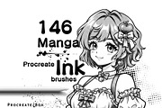 146 Manga Ink Procreate brushes, a Brush Add-On by ProcreateiBox (Thumbnail 1 of 13)