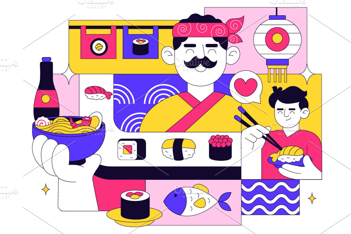 10 Sushi Bar Illustration, a Food Illustration by denayunebgt (Photo 4 of 4)