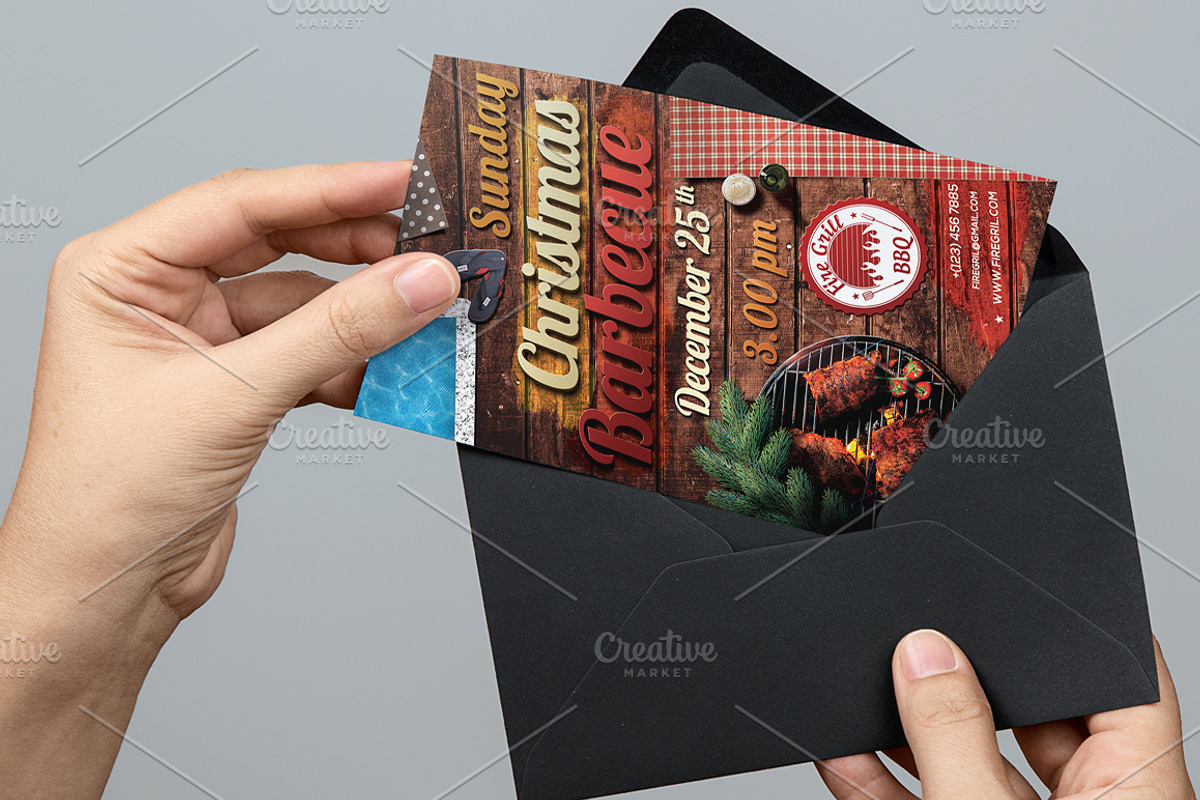 Christmas BBQ Flyer, a Flyer Template by CREATIVE DUDE (Photo 2 of 3)