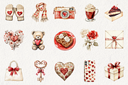 Happy Valentine's Day Clipart, an Illustration by NadiaTheronArt (Thumbnail 2 of 5)