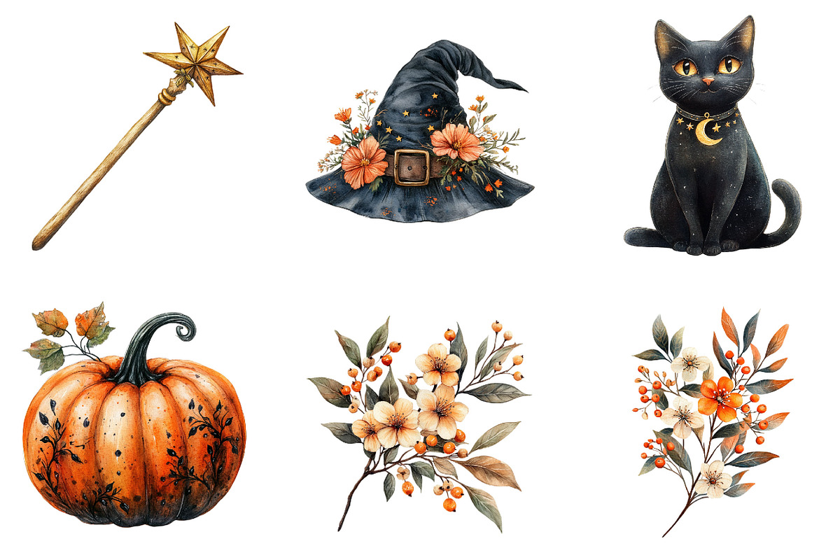Witches witch Halloween Clipart, a Seasonal Illustration by Designking (Photo 3 of 5)