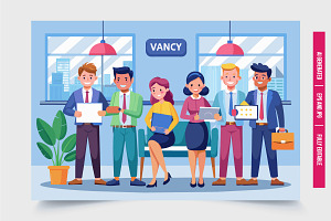 Team Meeting in Modern Office, a Finance Illustration by Tanuart