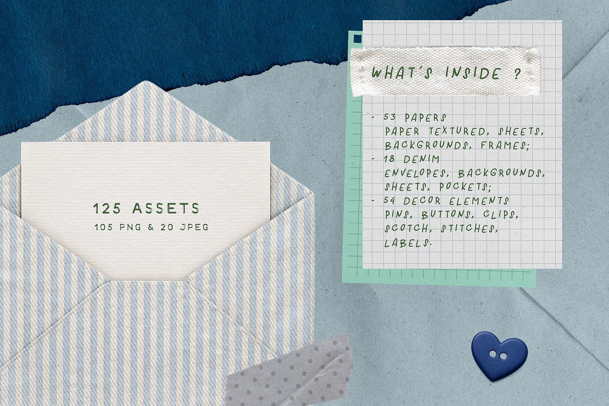 Jeansful Journaling Kit, an Object Graphic by DigARTbyHavroshka (Photo 6 of 14)