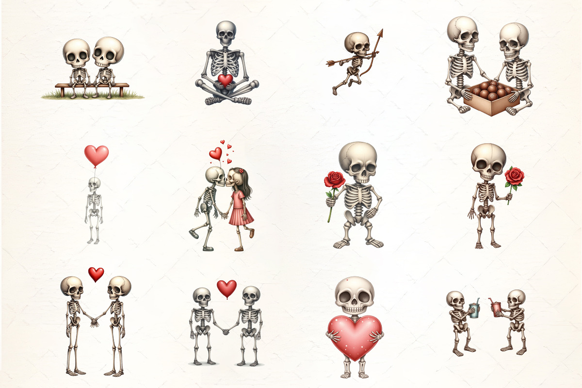 Skeleton Valentine Sublimation Clipa, an Illustration by CrexoraLab (Photo 3 of 5)