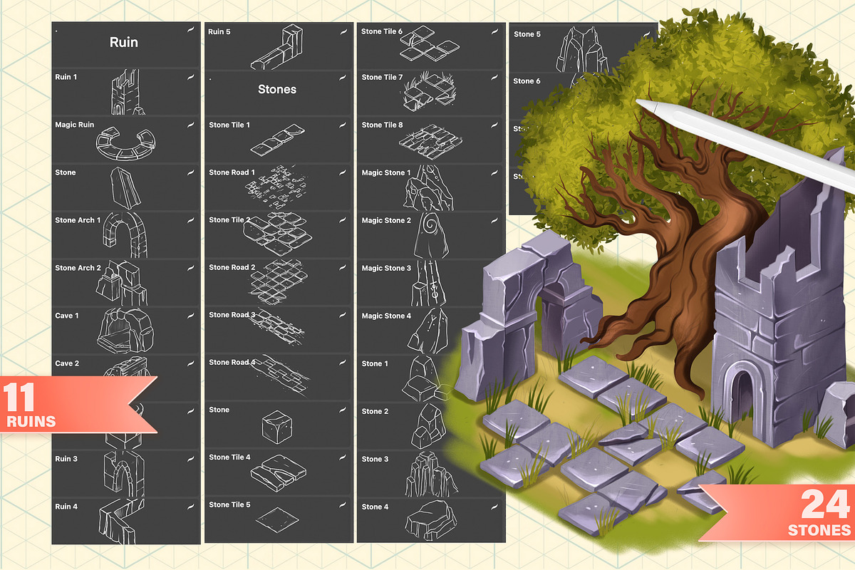 ISOMETRIC TOWN PROCREATE PS CREATOR, a Brush Add-On by AlexandraArt (Photo 9 of 12)