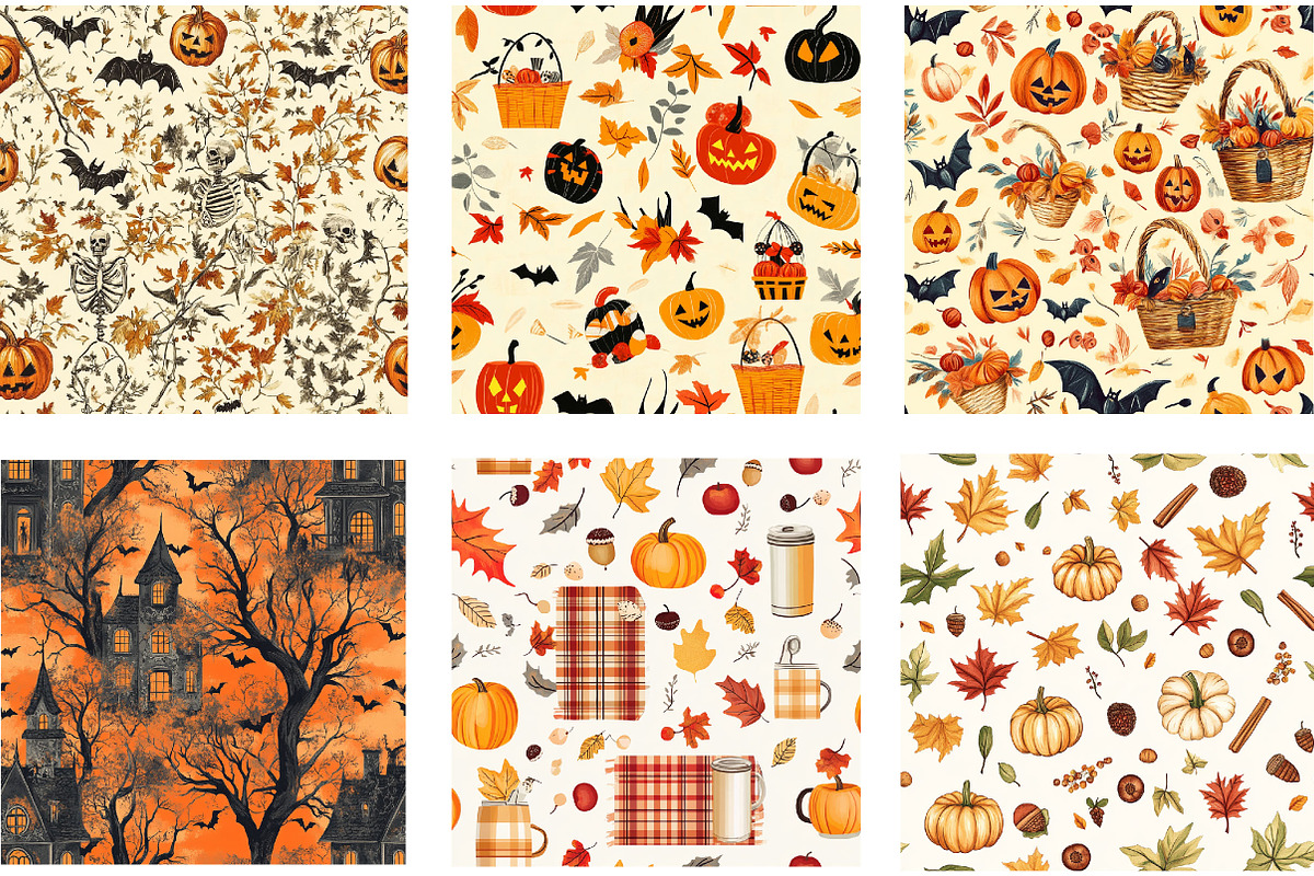 Vintage Halloween Digital Paper, a Pattern Graphic by Designking (Photo 2 of 4)