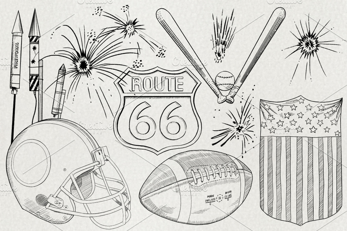 American Symbols Patriotic Sketches, an Illustration by becky nimoy (Photo 5 of 5)