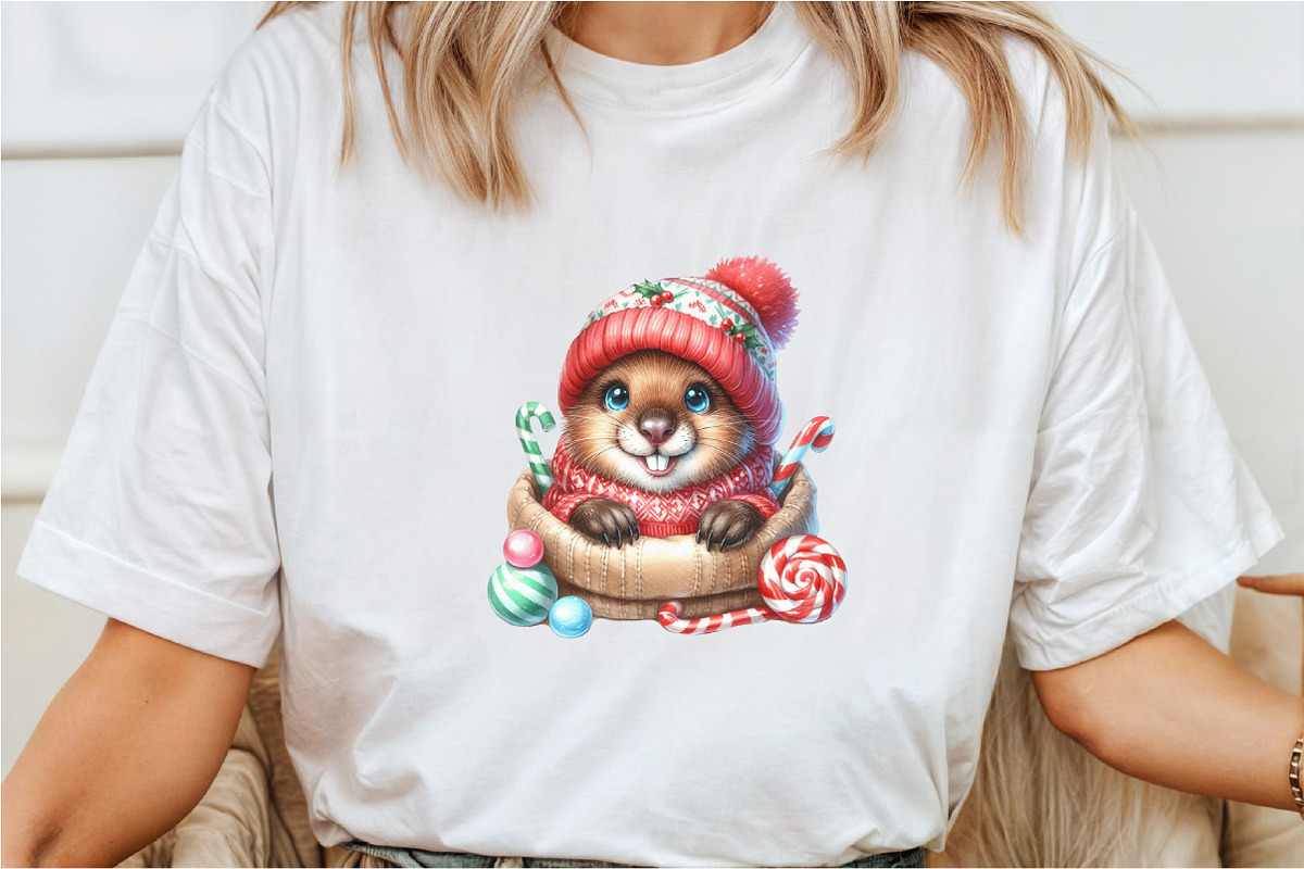 Christmas Beaver Sublimation Clipart, a Seasonal Illustration by Rose Art (Photo 5 of 7)