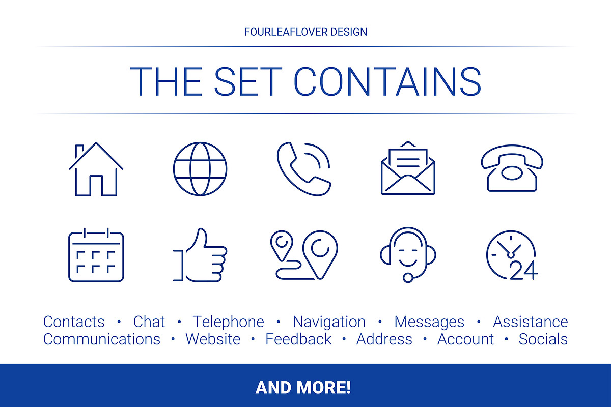 Contact Us Outline Vector Icon Set, an Outline Icon by FourLeafLover (Photo 3 of 6)