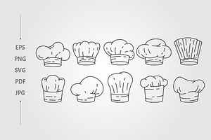 vector of chef hat line art logo, an Object Illustration by lawoel