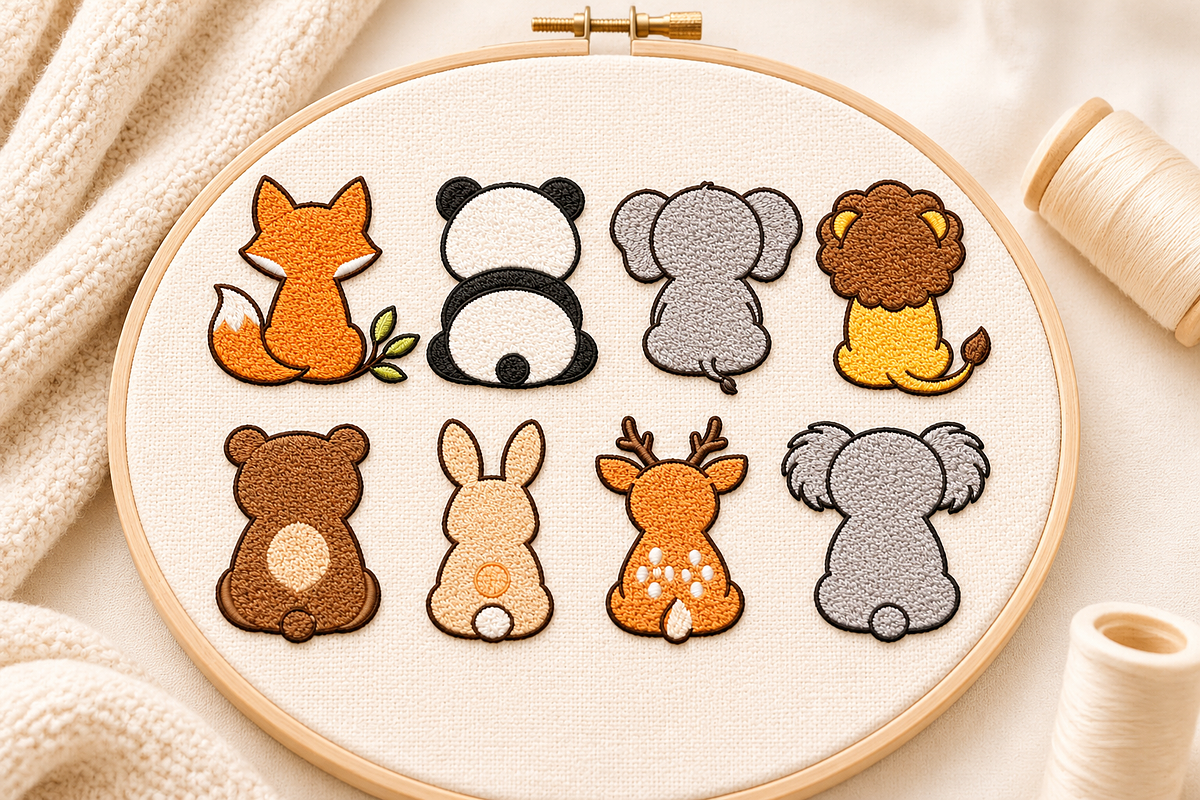 Cute Animal Embroidery Designs, an Object Graphic by Craft Nest