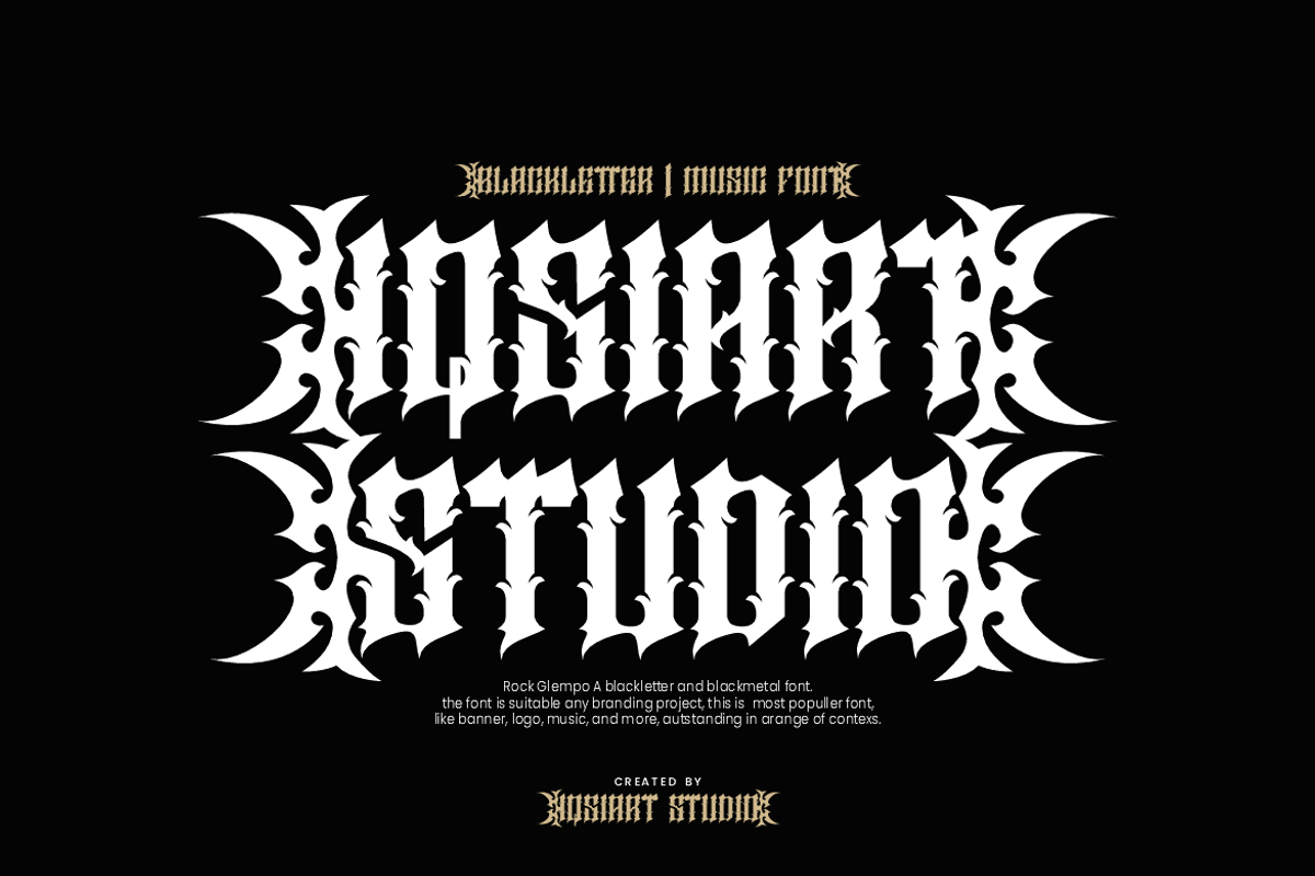 Rock Glempo - Music Font, a Blackletter Font by Iqsiart Studio (Photo 4 of 10)