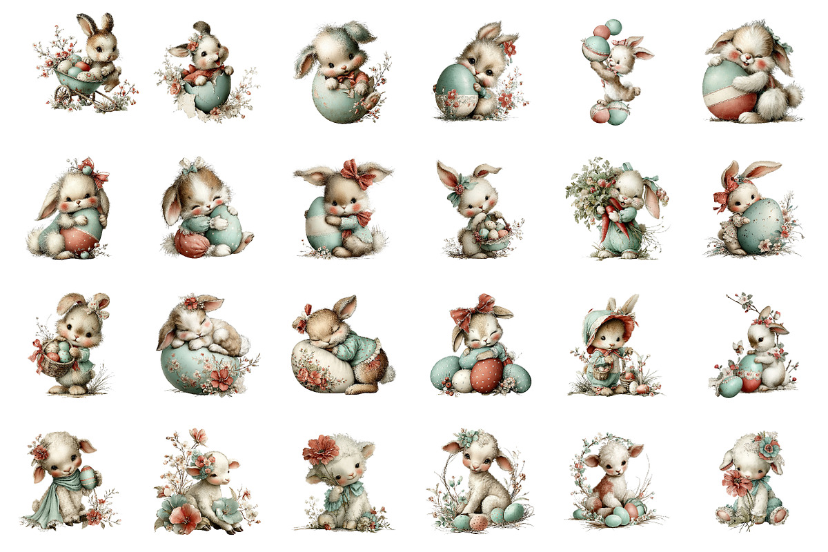 Cute Whimsical Easter Clipart Easter, an Illustration by CreationArt (Photo 3 of 6)
