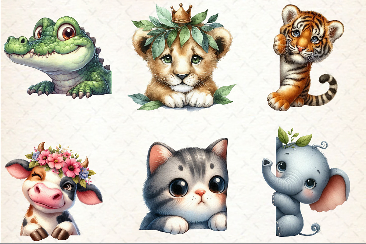 Funny Animals Peeking Clipart, an Illustration by Rose Art (Photo 6 of 7)