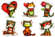 Valentines Whimsical Cats Clipart, an Illustration by Dream Creation (Thumbnail 5 of 6)